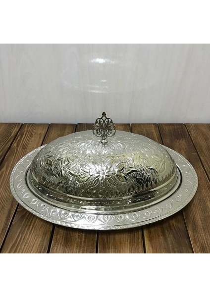 35 cm Işlemeli Bakır Kayık Sahan