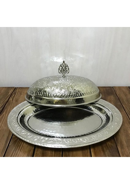 35 cm Işlemeli Bakır Kayık Sahan