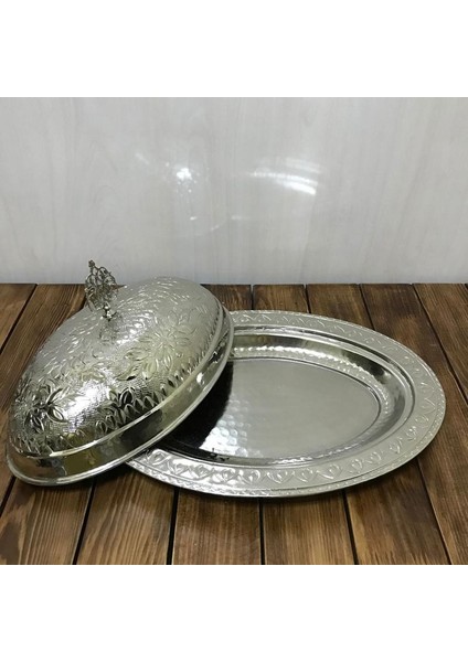 35 cm Işlemeli Bakır Kayık Sahan