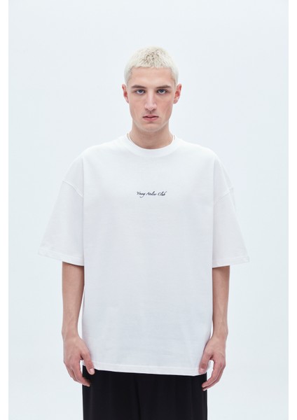 Baskılı Oversıze T-Shırt-Ekru