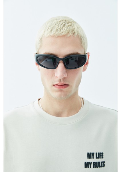 My Lıfe Baskılı Oversıze T-Shırt - Buz Gri indirimleri