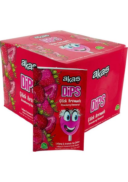 Çilek Aromalı Ekşi Toz Şekerli Dips Lolipop Paket 36'lı Paket fiyatları