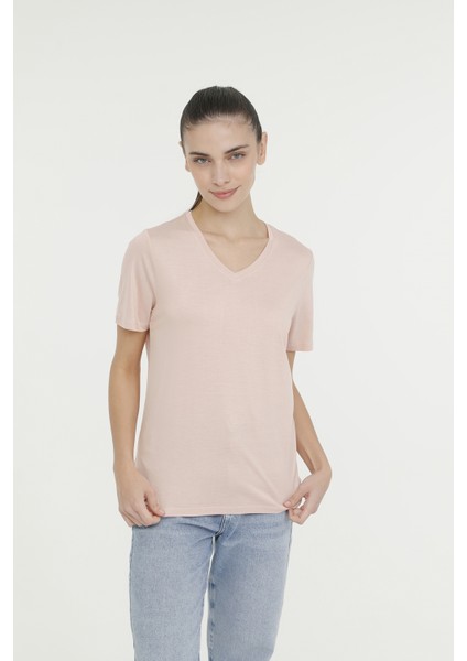 Wb V Vıskon 11MDK205 4fx Pembe Kadın Kısa Kol T-Shirt indirimleri