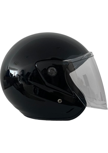 Yarım Motosiklet Kaskı Yüksek Kalite - Siyah