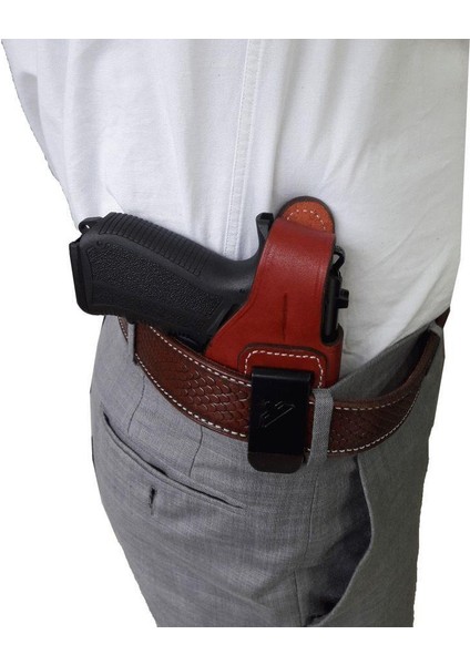 Sig Sauer P-228 Belt Maşalı Deri Kılıf Kahverengi