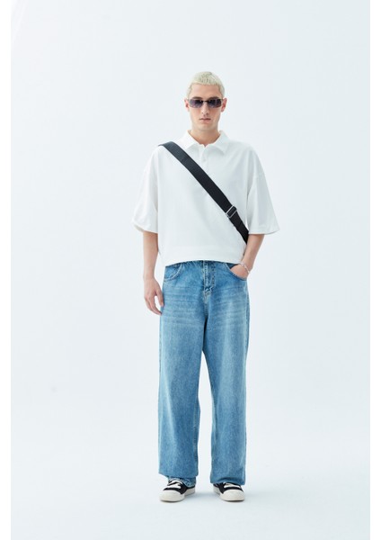 Polo Yaka Basıc Oversıze T-Shırt-Ekru fırsatları