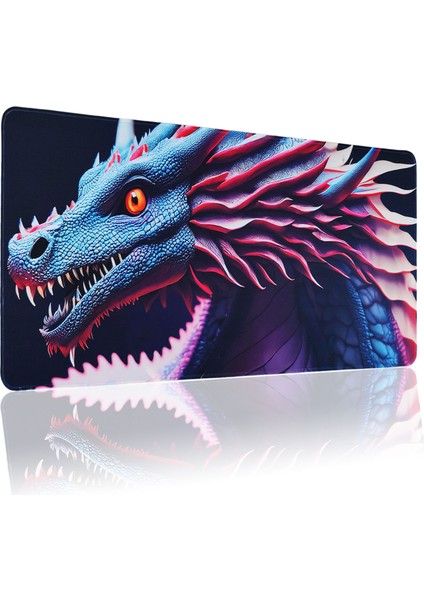 90X40CM Mega Büyük Boy Kaymaz Kauçuk Taban Dikişli Kenar Gaming Oyuncu Mousepad Xxl Ejder