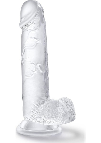 Lolita Shop Gerçekçi Yumuşak Şeffaf Jel Dokuda 18 cm Güçlü Vantuzlu Vajina Anal Kullanılabilen Penis Dildo