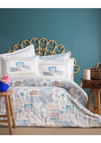 Senses Dreamland Mavi Çift Kişilik Pamuk Kapitoneli Nevresim Complete Set