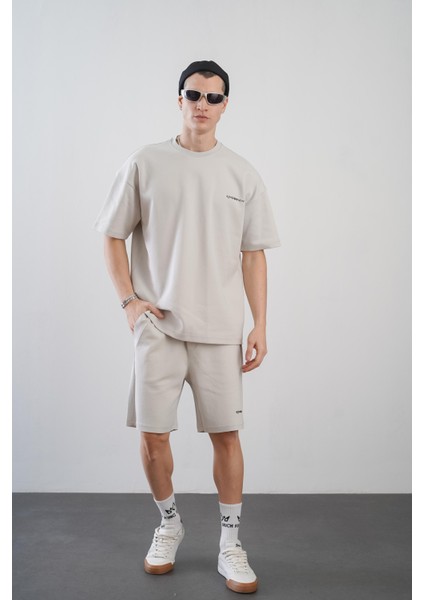 Baskılı Oversize Kalıp Unisex Şort Takım