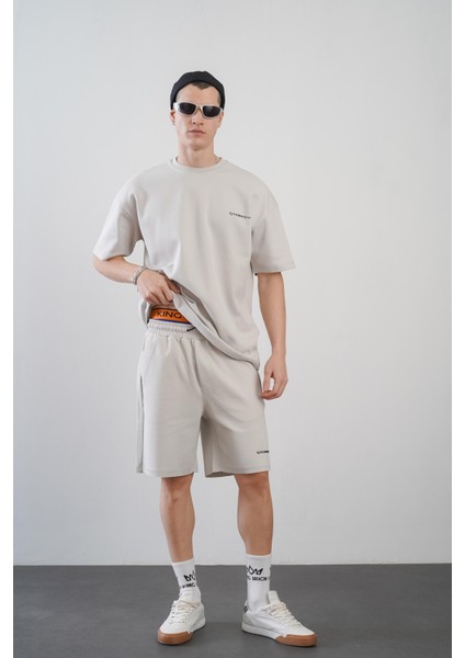 Baskılı Oversize Kalıp Unisex Şort Takım