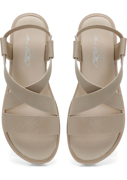 CS22053 4fx Bej Kadın Düz Sandalet