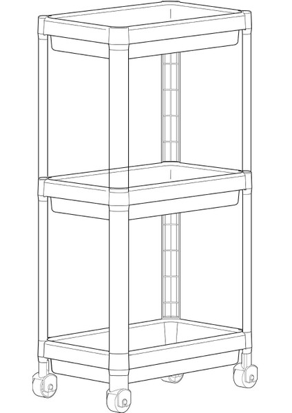 Mowo Home 3 Katlı Tekerlekli Düzenleyici Raf Gri, Banyo Dolabı, Mutfak Rafı, Düzenleyici, Organizer Raf