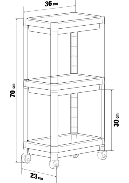 Mowo Home 3 Katlı Tekerlekli Düzenleyici Raf Gri, Banyo Dolabı, Mutfak Rafı, Düzenleyici, Organizer Raf