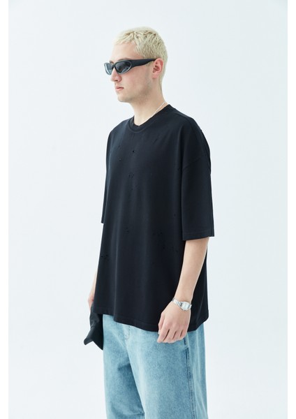 Dıstressed Oversıze T-Shırt-Siyah fiyatları