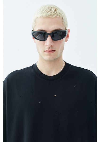 Dıstressed Oversıze T-Shırt-Siyah fırsatları