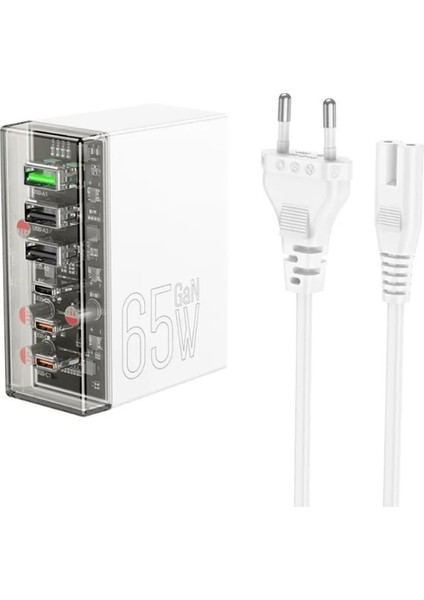 Hoco N36 PD65W Type-C + Usb-A 6 Girişli Masaüstü Şarj Istasyonu