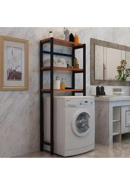 Metal Ahşap Banyo Çamaşır Makinesi Üstü Raf Düzenleyici
