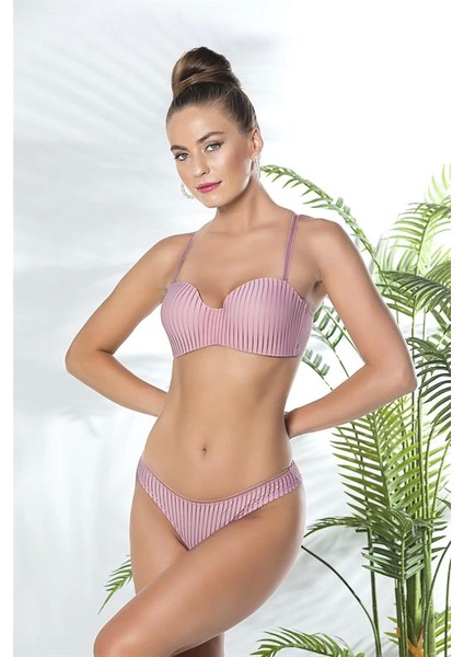 Straplez Lotus Sütyen ve Slip Külot Takım Pembe (BRF31761)