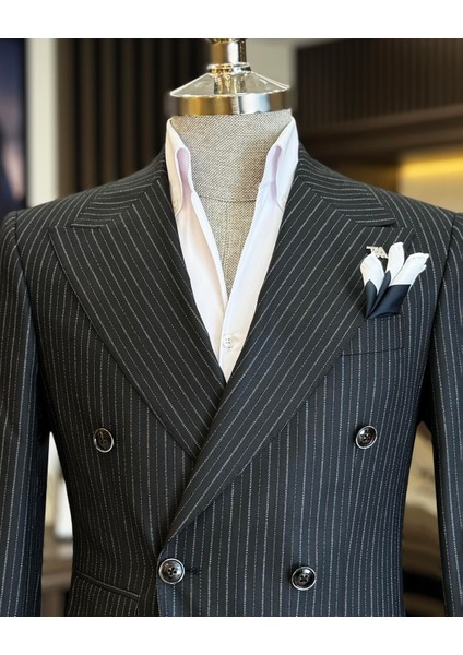 İtalyan stil kruvaze ceket pantolon takım elbise siyah T11912 fiyatları