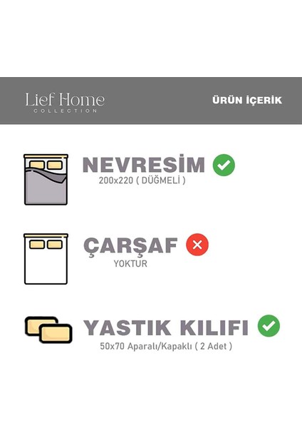 Lief Home Ranforce Kumaşından Kalpli Çift Kişilik Nevresim Seti | 200X220