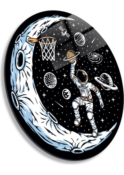 Yuvarlak Temperli Gerçek Cam Tablo Basketbol Oynayan Astronot modelleri