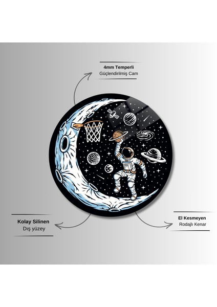 Yuvarlak Temperli Gerçek Cam Tablo Basketbol Oynayan Astronot fırsatları