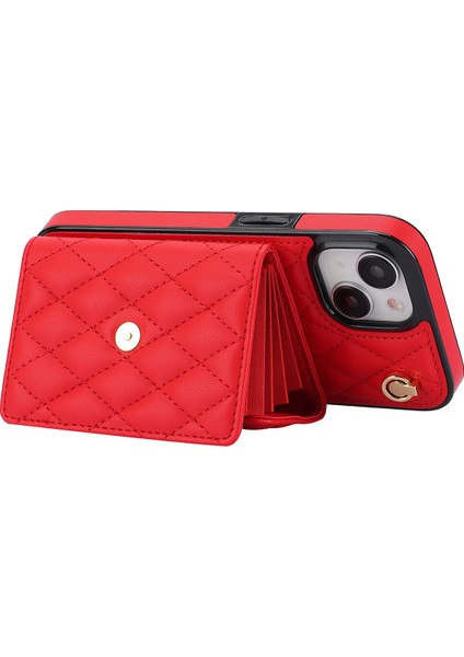 iPhone 14 Plus Destek Çubuğu Kılıfı Card Yuvaları Crossbody Deri+Tpu Telefon Kapağı (Yurt Dışından)