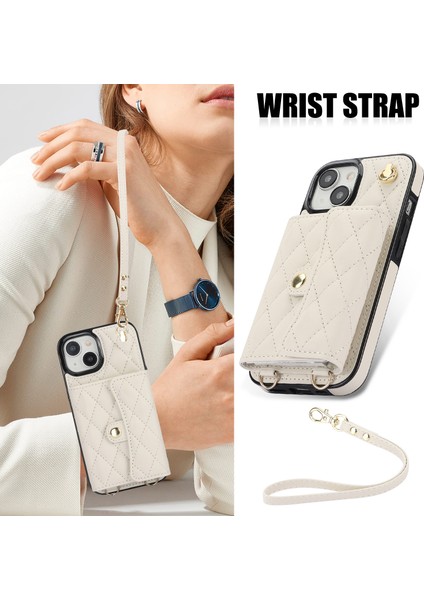 iPhone 14 Plus Destek Çubuğu Kılıfı Card Yuvaları Crossbody Deri+Tpu Telefon Kapağı (Yurt Dışından)