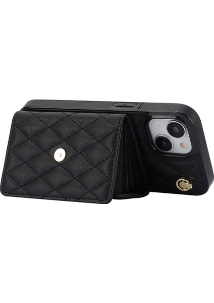 iPhone 14 Plus Destek Çubuğu Kılıfı Card Yuvaları Crossbody Deri+Tpu Telefon Kapağı (Yurt Dışından)