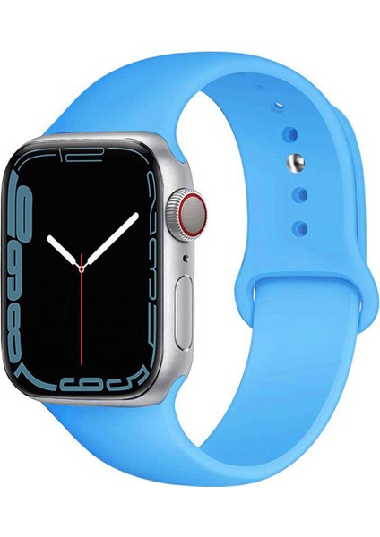 Apple Watch 2/ 3/ 4/ 5/ 6/ 7/ 8/ Se/ Ultra Kayış 42/ 44/ 45/ 49MM Yumuşak Renkli Silikon Large Kordon - Mavi