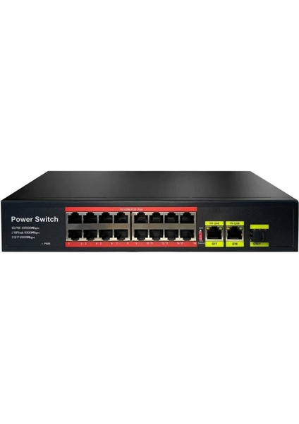 Uranıum POE-1621SFP-200W 16 Port 10/100+2XGIGABIT RJ45+1XSFP Uplınk Poe Rackmount Swıtch