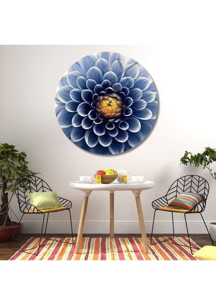 Yuvarlak Temperli Gerçek Cam Tablo Yakın Çekim Yıldız Çiçeği