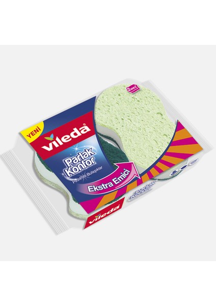 Vileda Parlak Konfor Oluklu Bulaşık Süngeri 2'li Paket