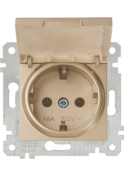 Rita Mekanizmalı Tuş Kapaklı Topraklı Priz Dore