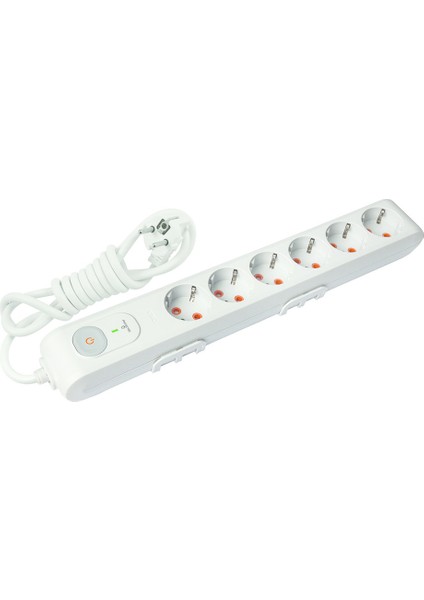 Multilet Çocuk Korumalı Topraklı Kablolu Anahtarlı 6'lı Akım Korumalı Priz