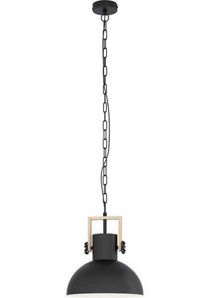 Lubenham Çelik E27 Duy Yuvarlak Tekli Modern Sarkıt Siyah