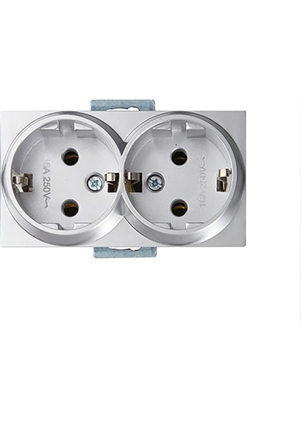 Rita Mekanizmalı Tuş 2'li Topraklı Priz Inox