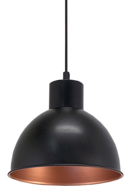 Vintage Çelik E27 Duy Yuvarlak Tekli Vintage Sarkıt Siyah