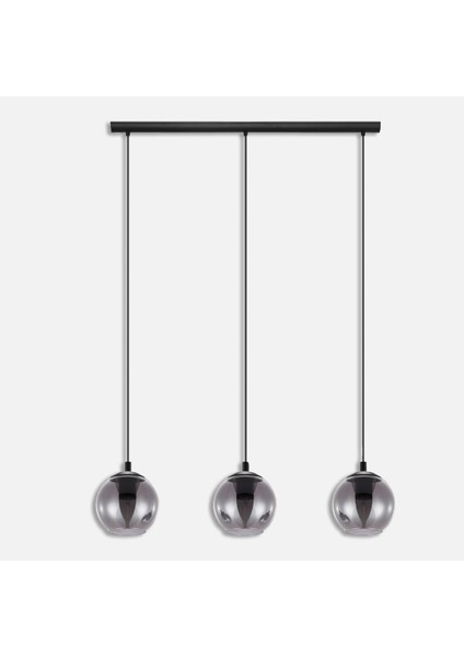 Ariscani Modern 3'lü Cam Yuvarlak Şapkalı Avize