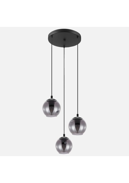 Ariscani Modern 3'lü Cam Yuvarlak Sarkıt Avize