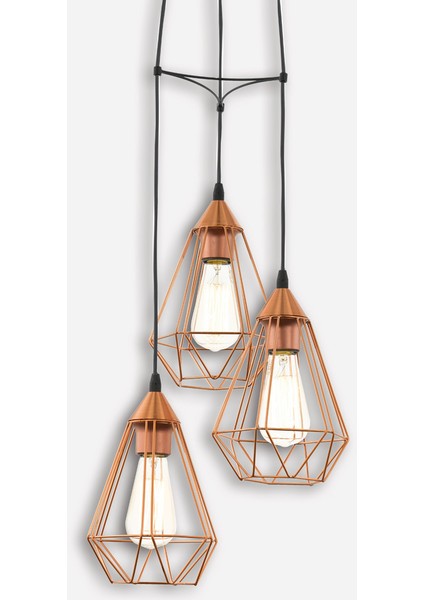 Tarbes Metal Üçgen 3'lü Modern Sarkıt