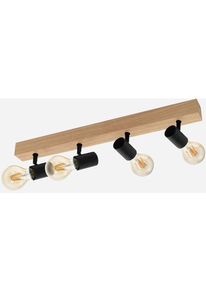 Townshend 60 W Ledli E27 Duy Yuvarlak Sıvaüstü Spot 4 Adet Siyah