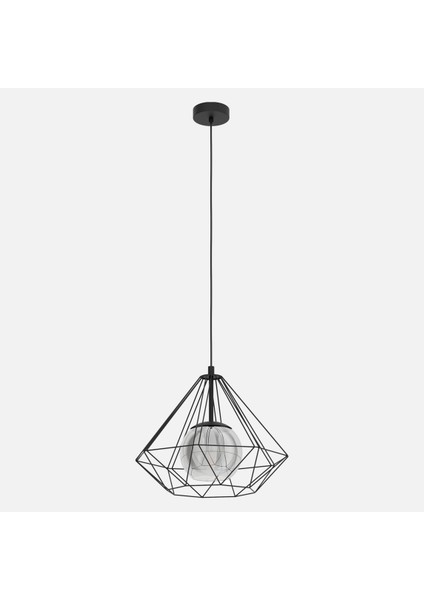 Vernham Çelik Üçgen Tekli Modern Sarkıt Siyah