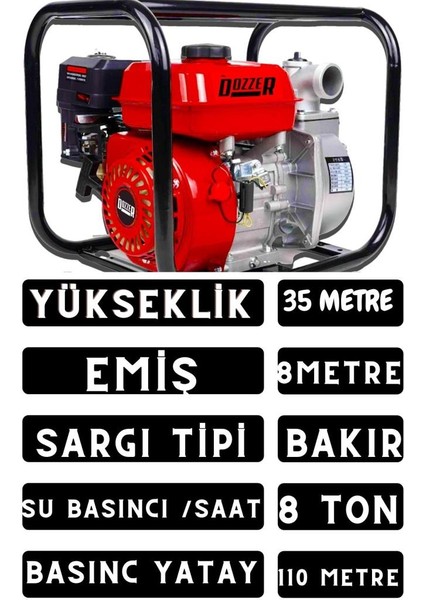 Alman Yüksek Basınc 2 Inc Yakıt Cimrisi 13 Hp Benzinli Su Motoru 35 Metre Dik Basınç