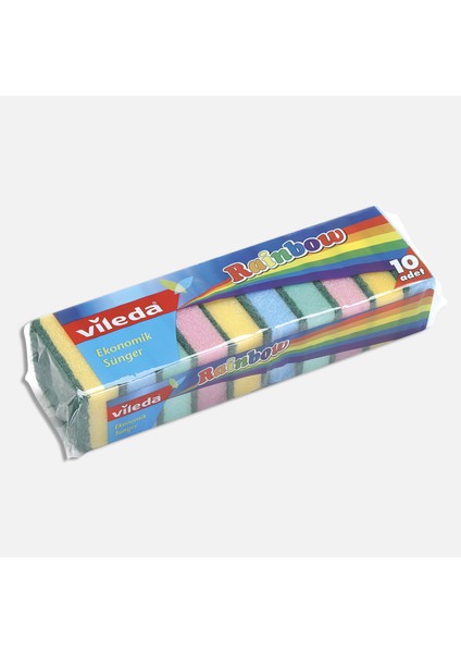 Vileda Rainbow Ekonomik Düz Bulaşık Süngeri 10'lu Paket