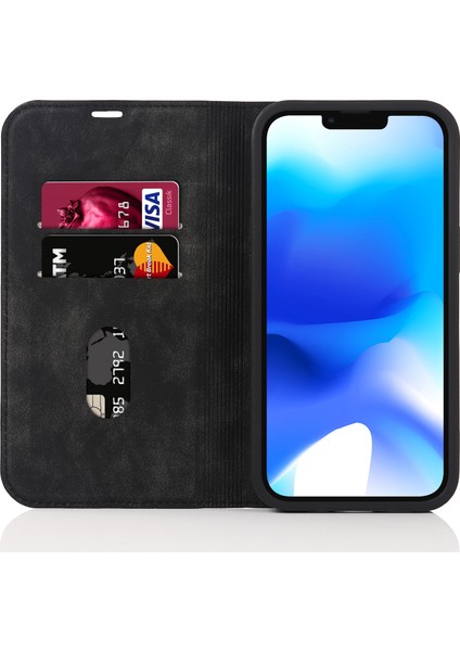 iPhone 14 Plus Manyetik Pu Deri Rfıd Engelleyen Cep Telefonu Kapağı (Yurt Dışından)