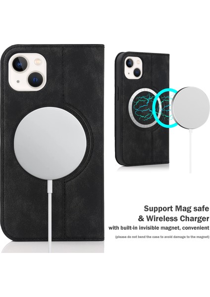 iPhone 14 Plus Manyetik Pu Deri Rfıd Engelleyen Cep Telefonu Kapağı (Yurt Dışından)