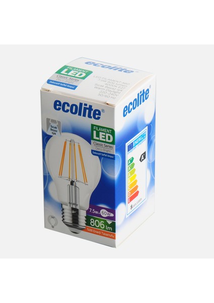 Filament A60 7.5 W Beyaz Klasik E27 Duy LED Ampul