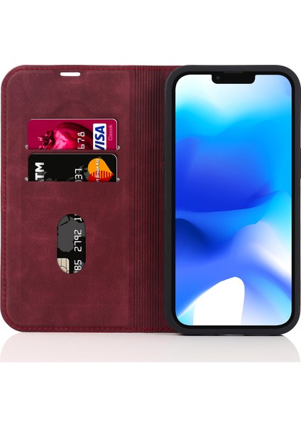 iPhone 14 Manyetik Pu Deri Koruyucusu Telefon Kılıfı (Yurt Dışından)